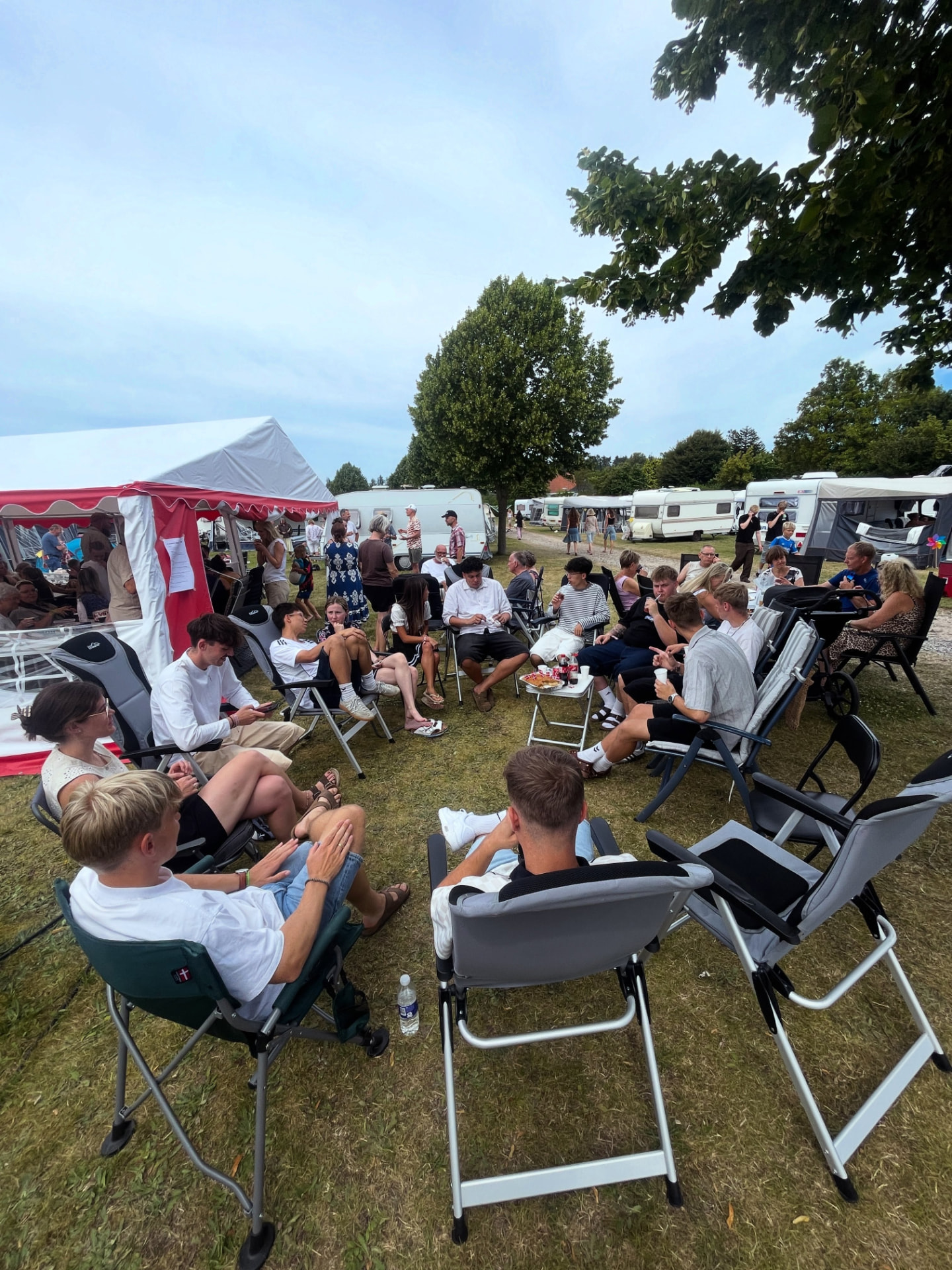 Young people gathered at summer camp